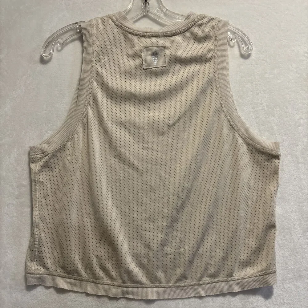 Free People FP Movement Love Mesh Tank Cream Ivory Raw Hem Women's Size Small
